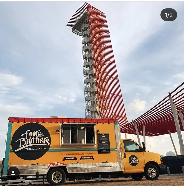 Our events truck beneath the red tower in late 2016.