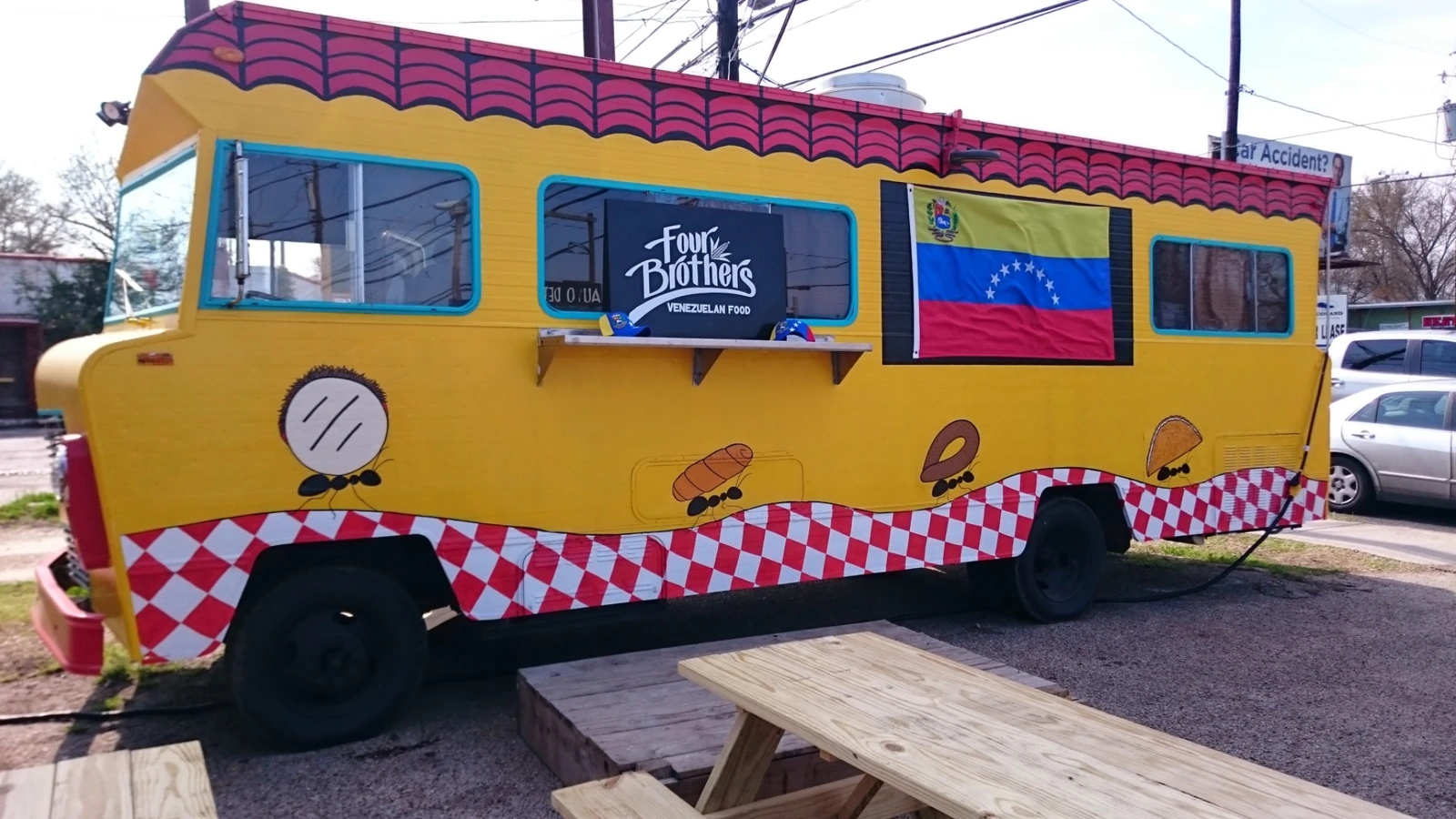 Our first truck after painting, with the Venezuelan flag on its side.
